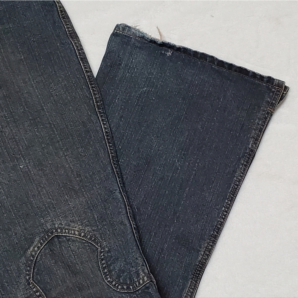 RARE Vintage Route 66 Lace-up Waist Western Dark Wash Low Rise Flare Jeans 14 - Picture 6 of 10